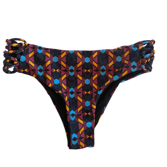BYRDS OF PARADISE Bikini Bottoms Scrappy Swim Lace Up Aztec boho Small - Picture 1 of 3